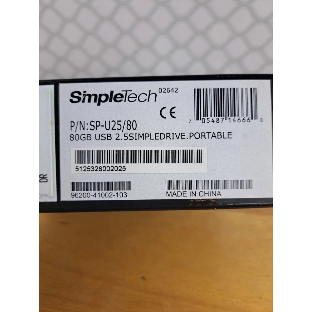 Simple Tech simple drive portable storage 80GB USB 2.5 new in open box